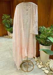 Mul Chanderi Anarkali - Peach Ombre