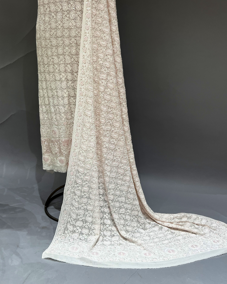 Chikankari Georgette Kurta ans Dupatta Set - Ivory