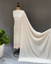 Chikankari Georgette Kurta ans Dupatta Set - Ivory