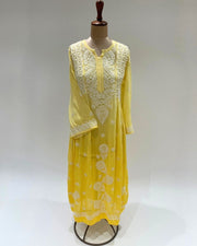 Viscose Anarkali Chikankari Kurta - Sunshine Yellow