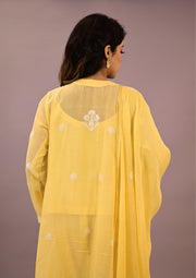 Radiant Yellow Mul Chanderi suit