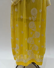 Viscose Anarkali Chikankari Kurta - Sunshine Yellow