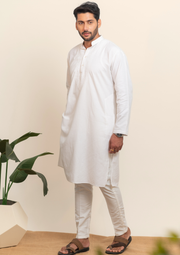 Cotton Chikankari Men's Kurta - White