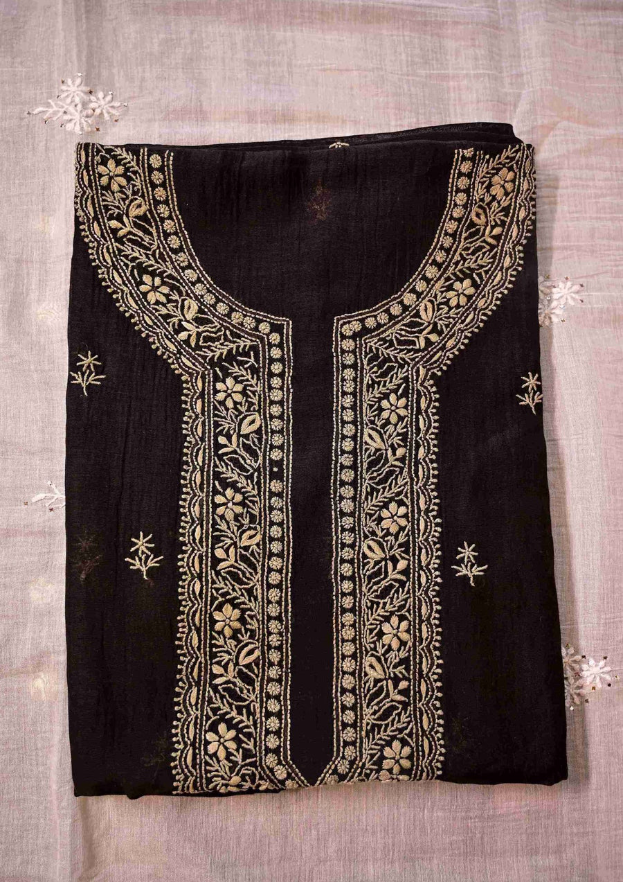 Mul Chanderi Chikankari Men's Kurta Material - sc2422507