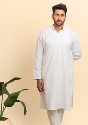 Cotton Chikankari Men's Kurta - White