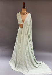 Chikankari Georgette Lehanga - Mint Green