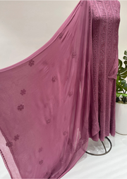 Viscose Chikankari Semistitched Anarkali- Plum