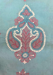 Cotton Unstitched Chikankari suit - Pink And Blue