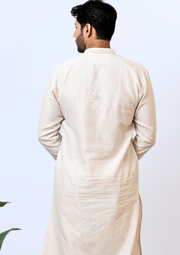 Chanderi Men's Kurta - Cream White