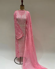 Mul Chikankari Unstitched 2pc Suit - Flowering Ginger