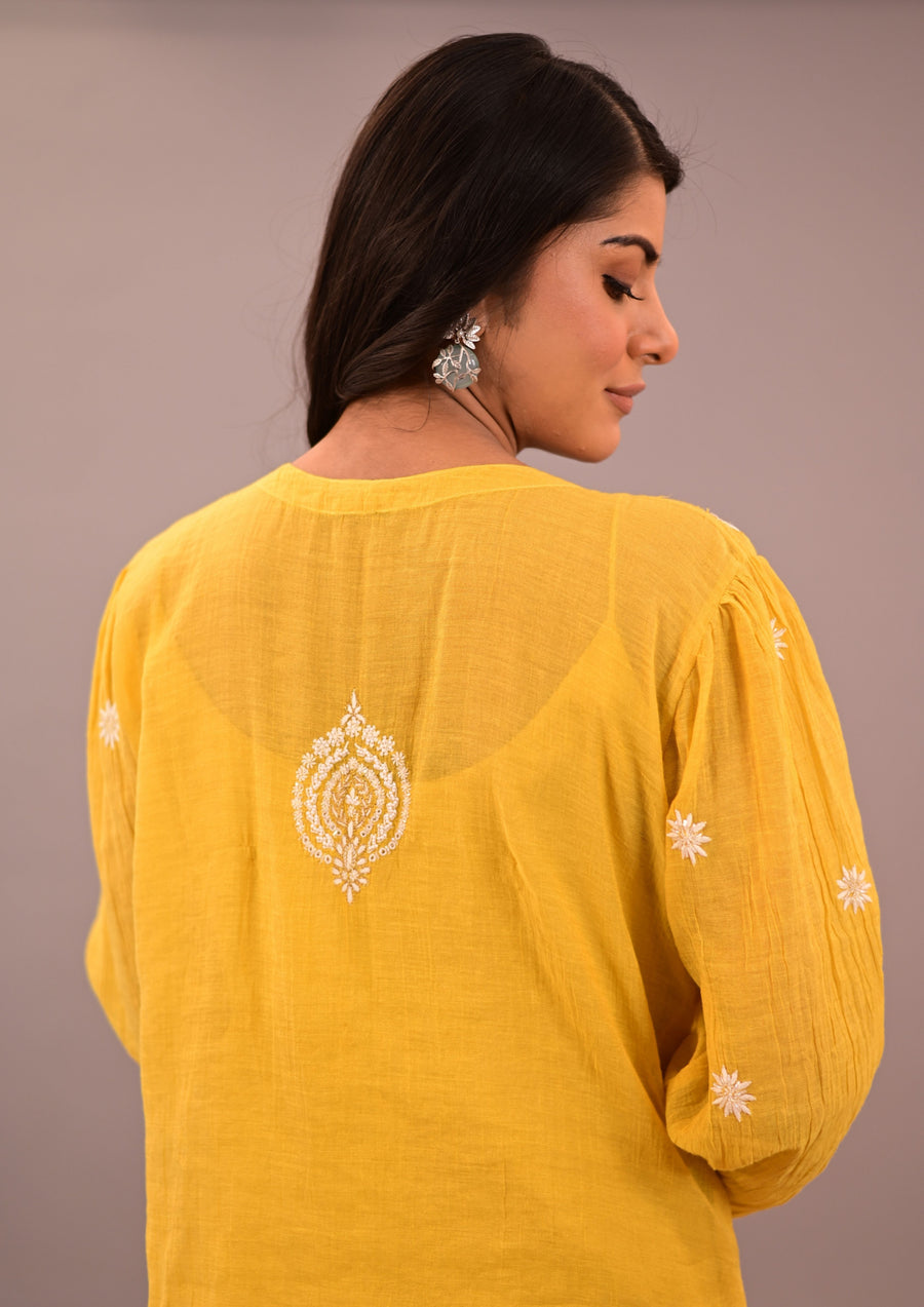 Yellow Chikankari Co-ord Set