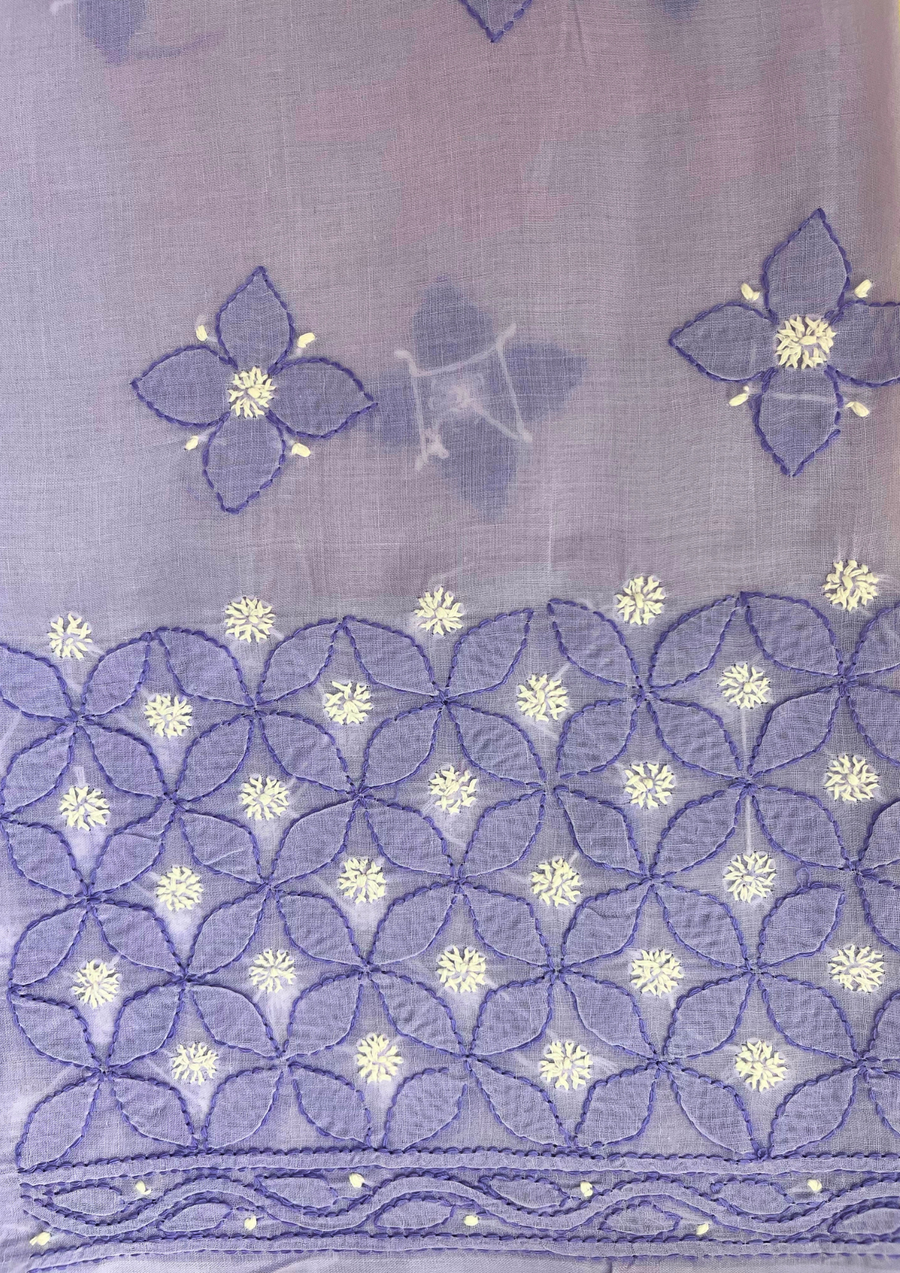 Cotton Chikankari Unstitched Suit - Blue