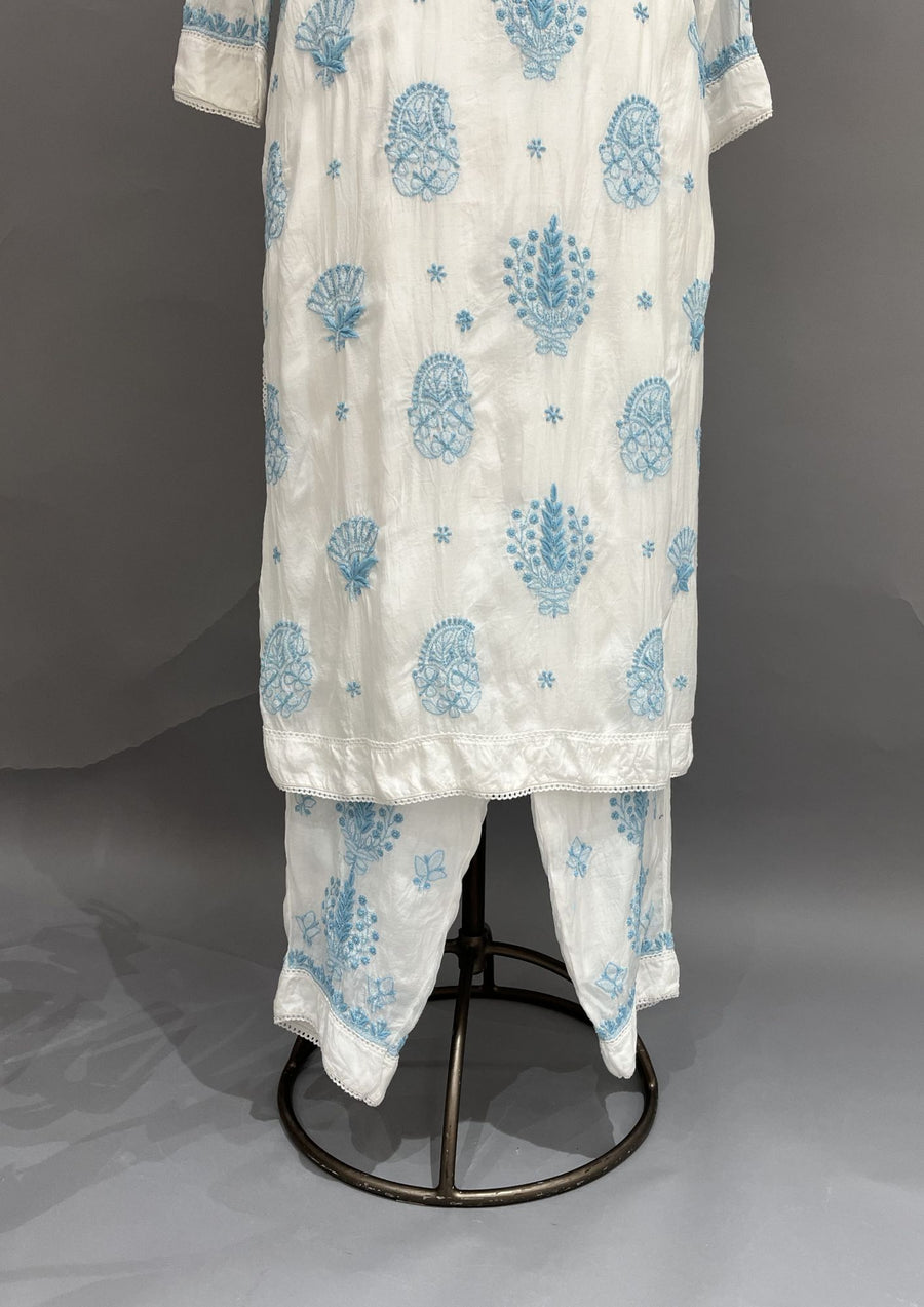 Muslin Chikankari Co-ord Set - White