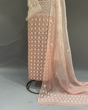 Chikankari Organza Suit set - Rose pink Ombre