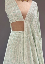Chikankari Georgette Lehanga - Mint Green
