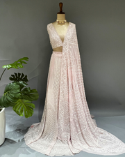 Chikankari Pure Georgette Lehanga - Blush Pink