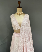 Chikankari Pure Georgette Lehanga - Blush Pink