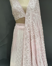 Chikankari Pure Georgette Lehanga - Blush Pink