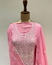 Mul Chikankari Unstitched 2pc Suit - Flowering Ginger