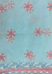 Cotton Unstitched Chikankari suit - Pink And Blue