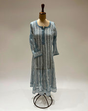 Georgette Anarkali Chikankari Kurta - Riple Blue