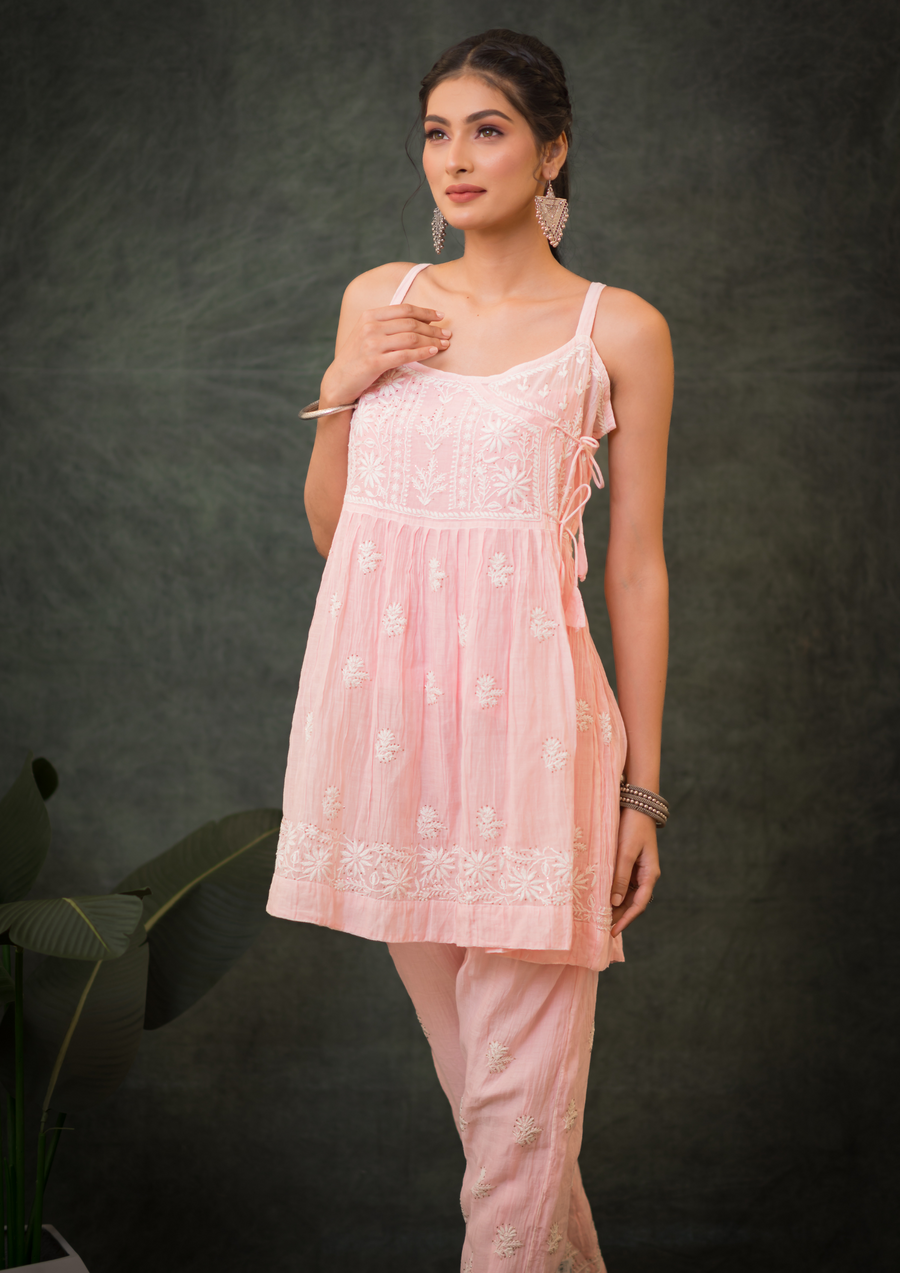 Mul Chanderi Coord set - soft pink