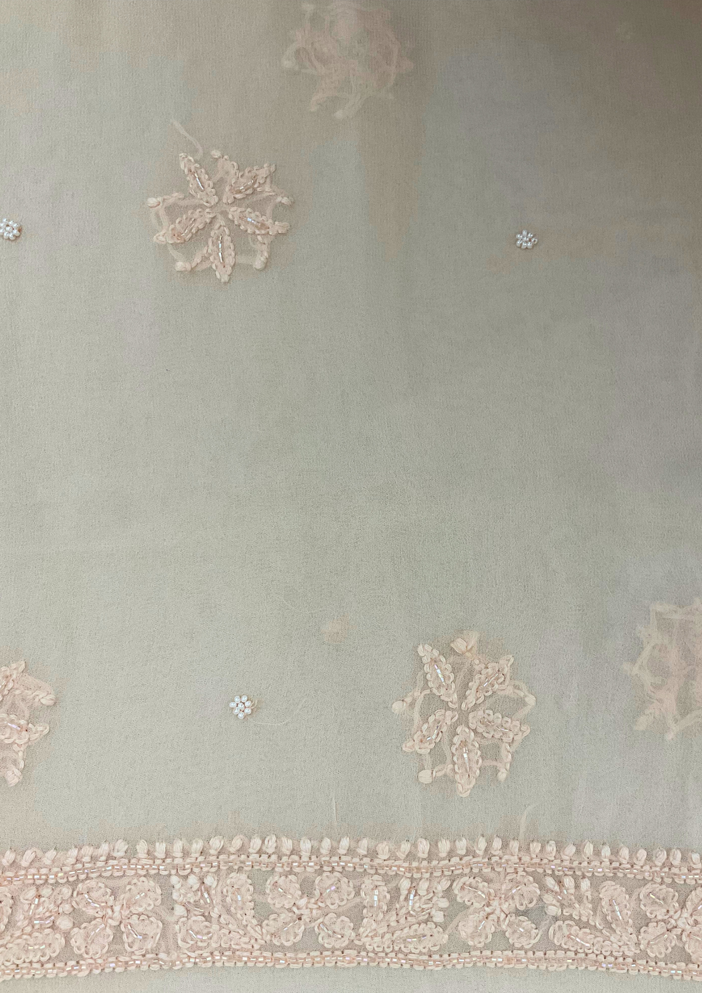 Chikankari Vescose Unstitched Suit - Peach