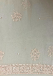 Chikankari Vescose Unstitched Suit - Peach