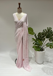 Viscose Chikankari Saree - Baby Pink