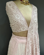 Chikankari Pure Georgette Lehanga - Blush Pink