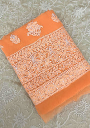 Georgette Unstitched Chikankari Suit 3 pc - Orange