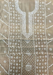Mul Chanderi Chikankari Suit - Grey