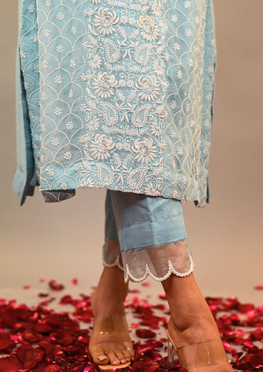 Celeste Blue organza suit