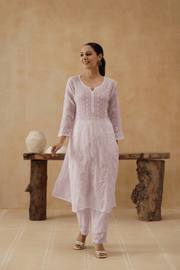 Kota Chikankari Co-ord Set - Lavender Milk