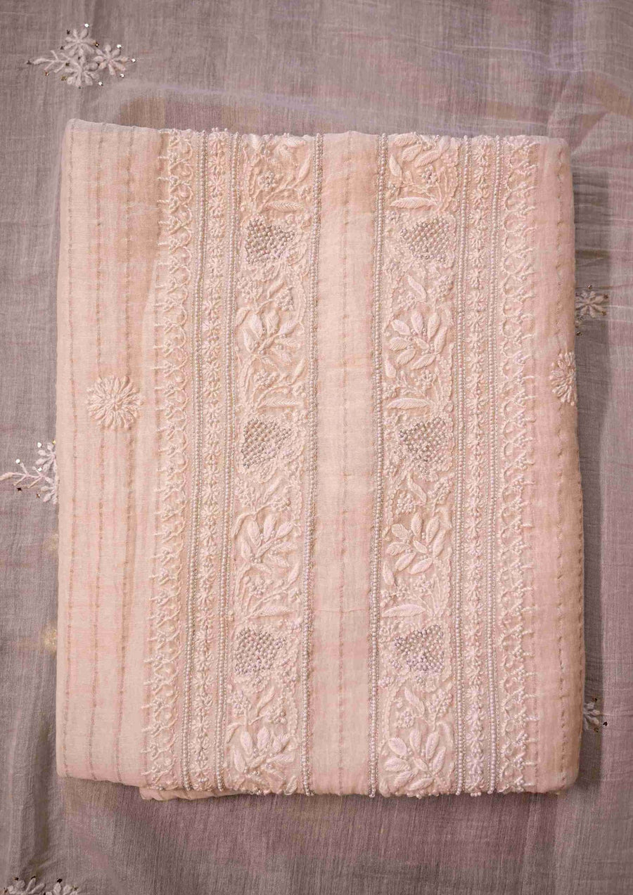 Mul Chanderi Chikankari Men's Kurta Material - sc2422674