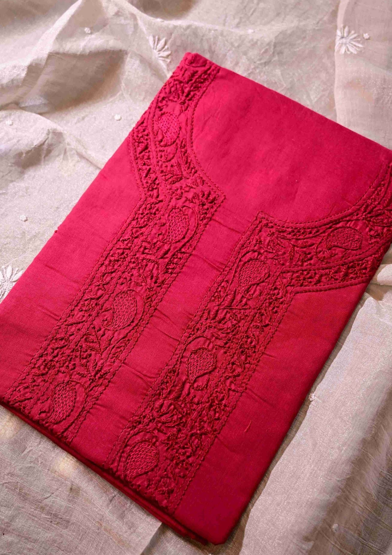 Cotton  Chikankari Men's Kurta Material - SC247591