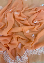 Georgette Unstitched Chikankari Suit 3 pc - Orange