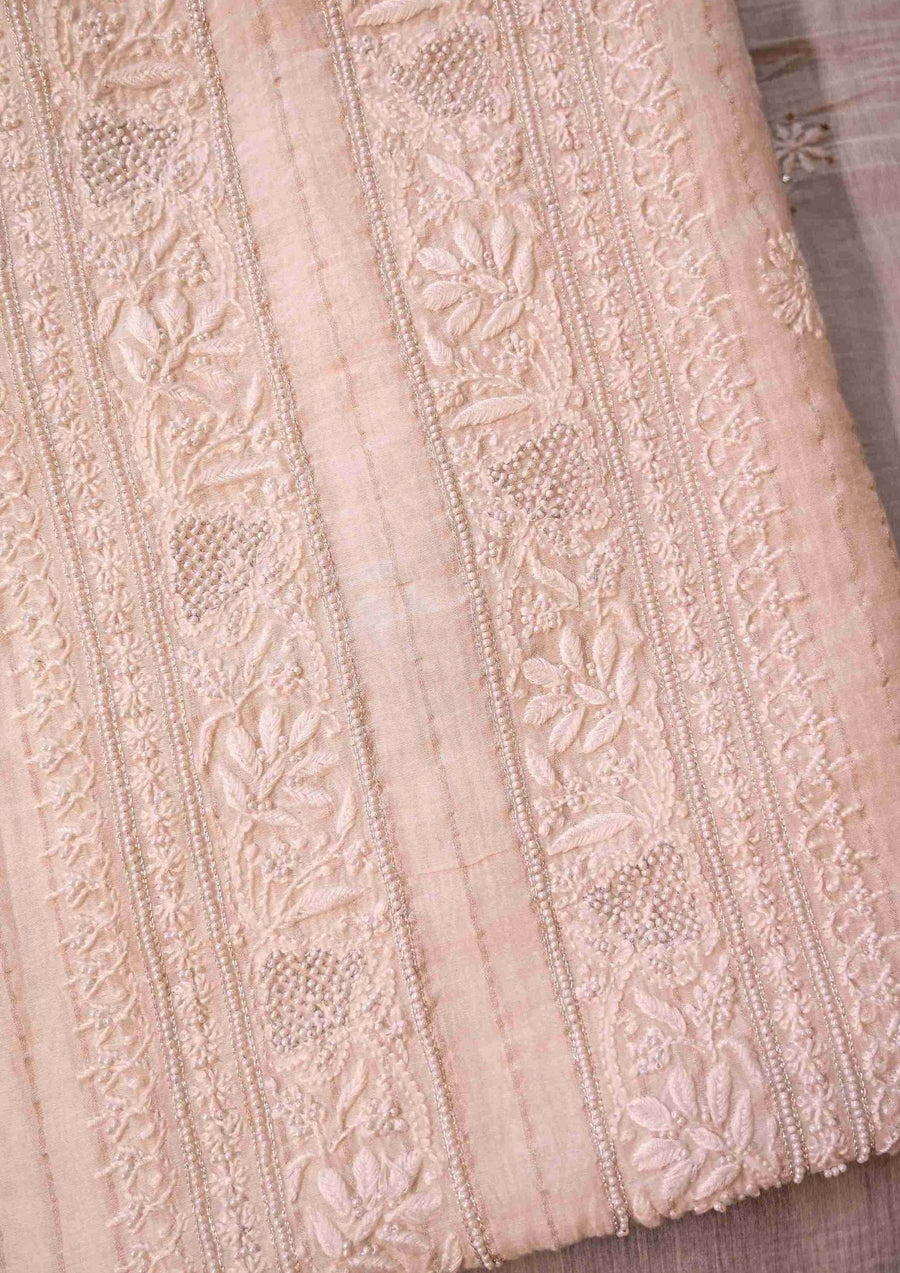 Mul Chanderi Chikankari Men's Kurta Material - sc2422674