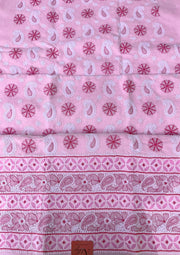 Cotton Chikankari Unstitched Suit - Shades of pink