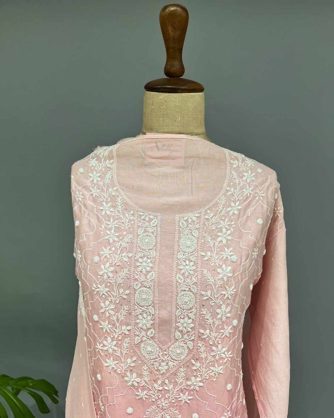 Chanderi Chikankari Co ord Set - Watermelon Pink