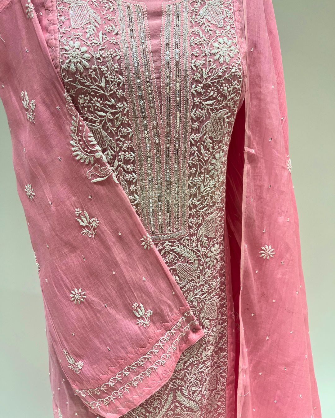 Mul Chikankari Unstitched 2pc Suit - Flowering Ginger