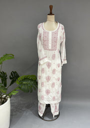Muslin Chikankari Co-ord Set - White
