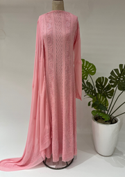 Viscose Chikankari Semistitched Anarkali - Bubblegum Pink