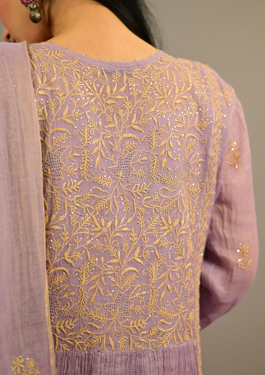 Purple Tissue Chanderi Suit