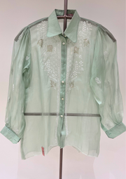 Chikankari Organza Shirt - Mint Green