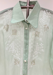 Chikankari Organza Shirt - Mint Green