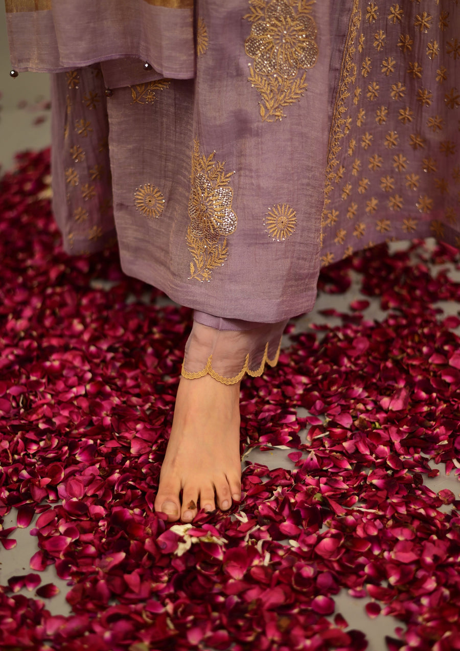 Purple Tissue Chanderi Suit