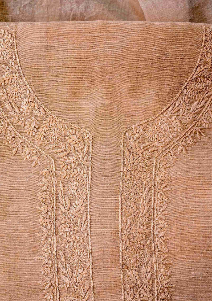 Linen  Chikankari Men's Kurta Material - SC2415420