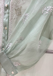 Chikankari Organza Shirt - Mint Green