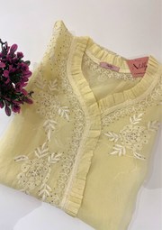 Chikankari Organza Shirt - Butter Yellow